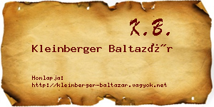 Kleinberger Baltazár névjegykártya